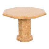 Maitland Smith Modern Tessellated Marble and Inlaid Brass Pedestal Dining Table or Center Table For Sale