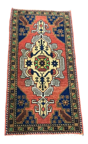 Vintage Turkish Handmade Oushak Small Rug 1′8″ × 3′2″