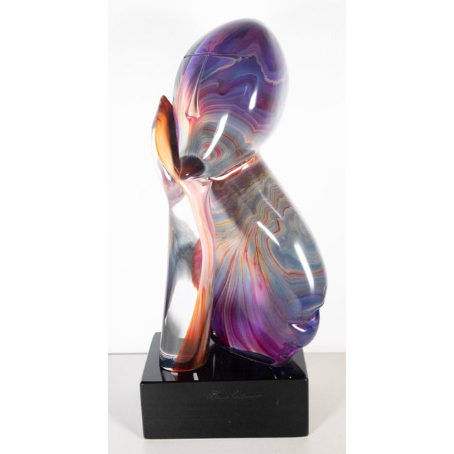Glass Dino Rosin L’Attesa Murano Calcedonia Glass Sculpture 22" H For Sale - Image 7 of 8