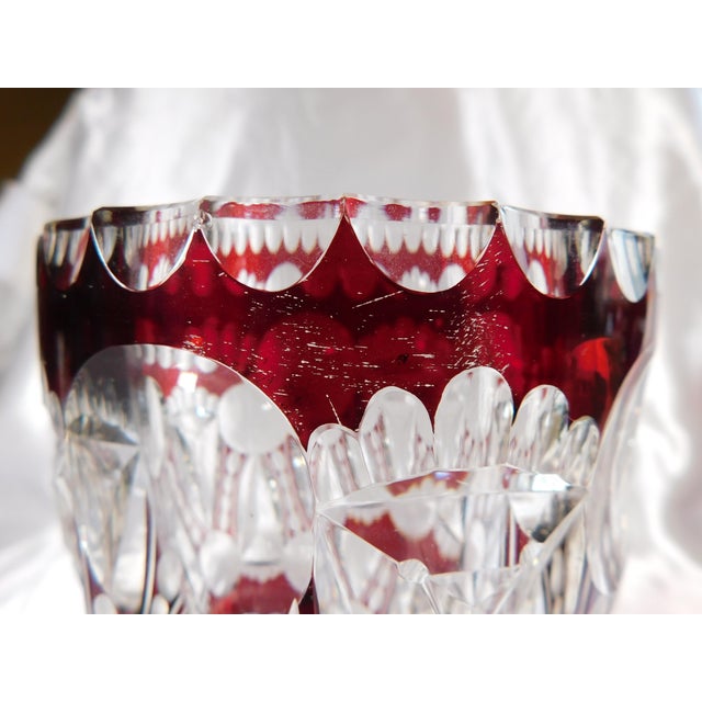 1920s Red Cut to Clear Vase For Sale - Image 10 of 10