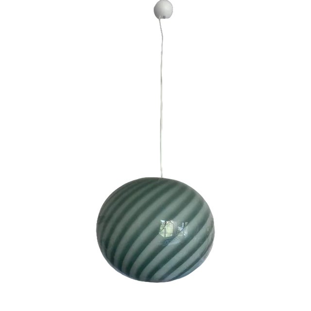 Green and White Oval Pendant Lamp in Murano Glass by Simoeng For Sale