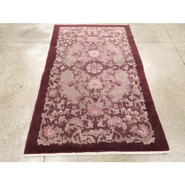 Galerie Mid-20th Century Handmade Chinese Art Deco Throw Rug For Sale - Image 4 of 10