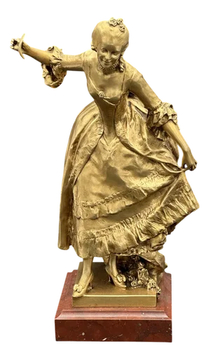Antonin Mercié, Louis XV Dancer, Gilt Bronze, 19th Century