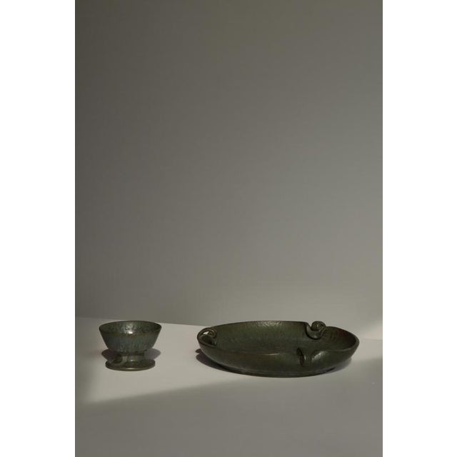 Art Deco Organically Shaped Stoneware Bowl by Arne Bang, Denmark, 1930s For Sale - Image 11 of 12