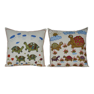 Embroidered Suzani Turtle Pillow Cover - A Pair