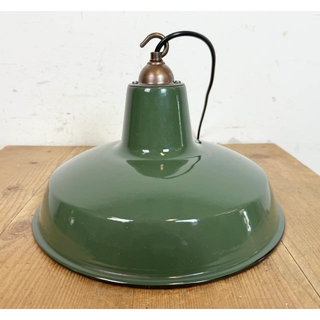 Industrial Green Enamel Factory Pendant Lamp from Multi Electrical Co., 1960s For Sale - Image 13 of 18