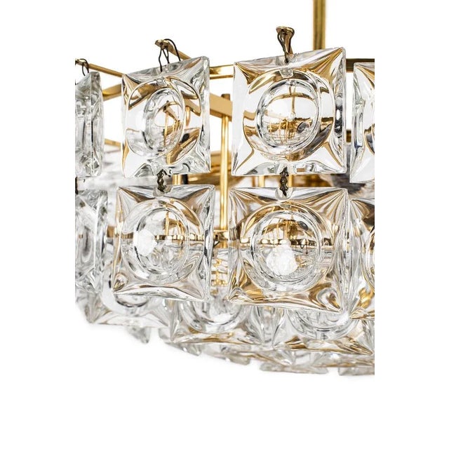 Brass and Crystal Chandelier For Sale - Image 4 of 9