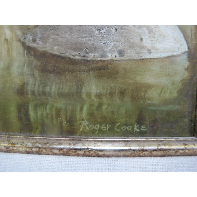 Roger Cooke Pacific Nw Signed Framed Native American Oil Painting River Woman For Sale - Image 4 of 8