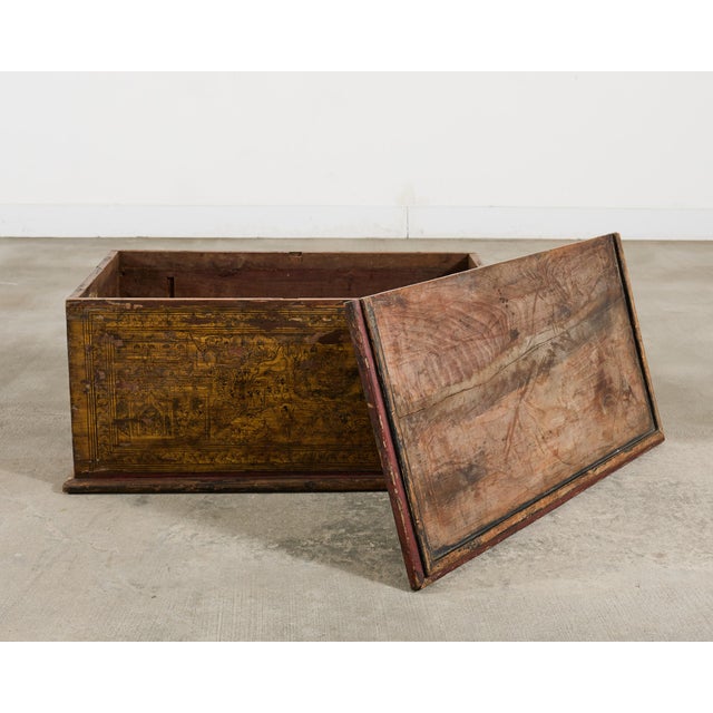 19th Century Burmese Lacquered Wooden Buddhist Trunk or Chest For Sale - Image 13 of 18