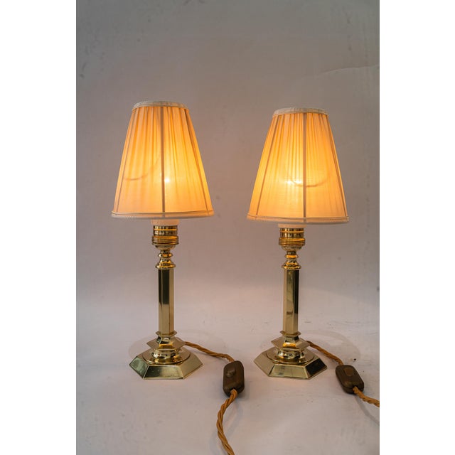 Small Art Deco Table Lamps with Fabric Shades, Vienna, Austria, 1920s, Set of 2 For Sale - Image 10 of 17