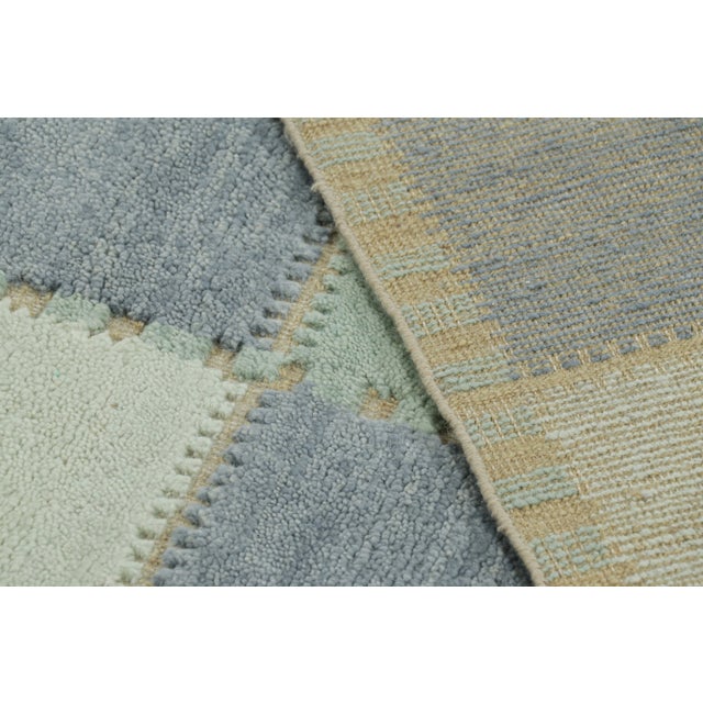 Green Rug & Kilim’s Scandinavian Style Rug With Geometric Patterns in Blue Tones For Sale - Image 8 of 8