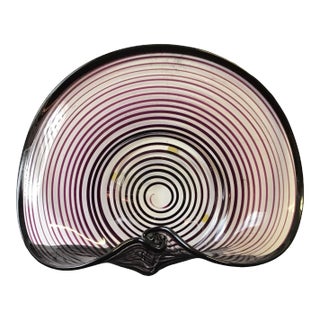 Vintage Blown Glass Purple and Clear Catchall Tray For Sale