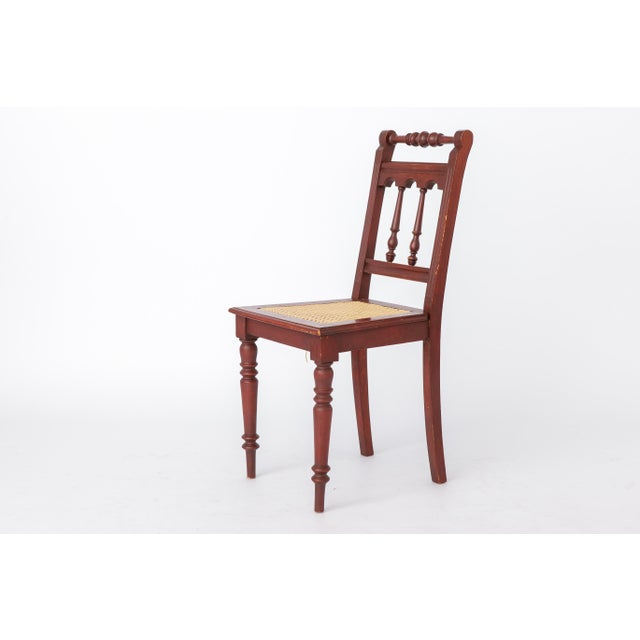Vintage Belgian Turned Chair with Rattan Seat, 1940s For Sale - Image 4 of 12
