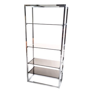 Vintage Chrome and Smoked Glass Bookcase, 1970s For Sale