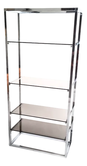 Vintage Chrome and Smoked Glass Bookcase, 1970s