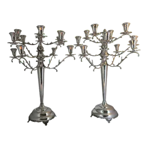 19th Century Sterling Silver Twelve-Arm Candelabra - A Pair