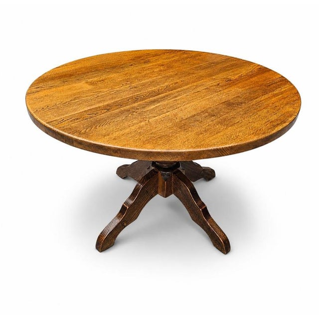 Oak Dining Table with Central Pedestal For Sale - Image 3 of 14