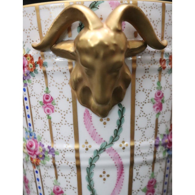 Dresden Porcelain Vintage Dresden Porcelain Ram Head Cachepot For Sale - Image 4 of 7