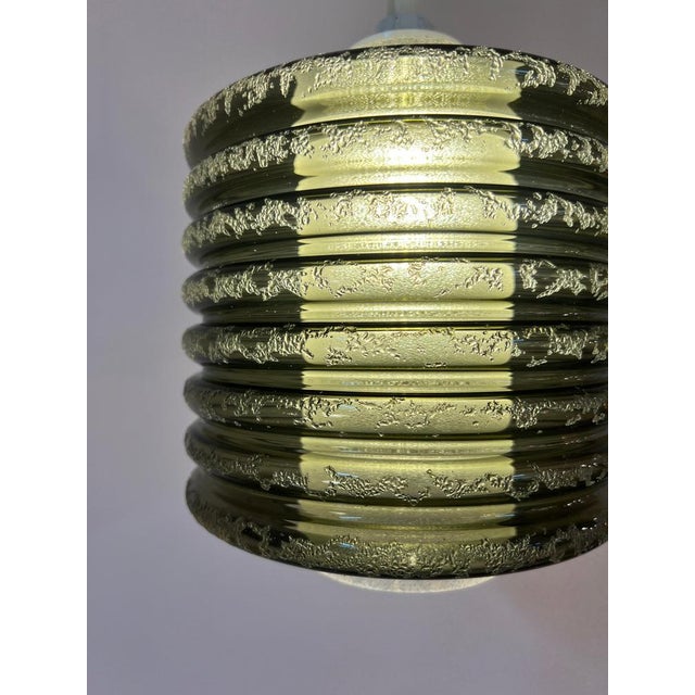 Black Olive and White Textured Glass Pendant Lamp For Sale - Image 8 of 11