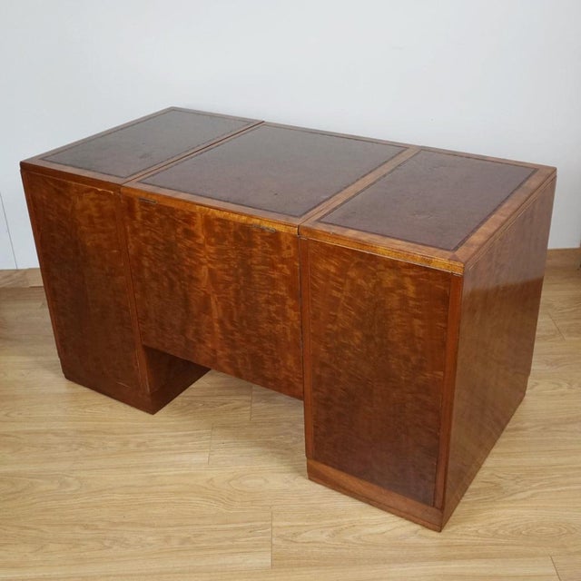 Art Deco Flame Mahogany Desk from Heals of London, 1930s For Sale - Image 14 of 16