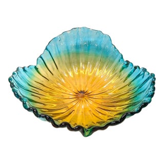 Vintage Murano Ombre Art Glass Centerpiece Bowl For Sale