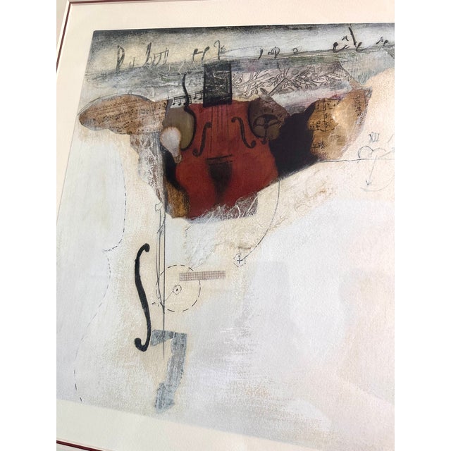 Babak Emanuel “Ledger Line” Signed Limited Edition Abstract Violin Monoprint, 23/175, Custom Framed For Sale - Image 4 of 16