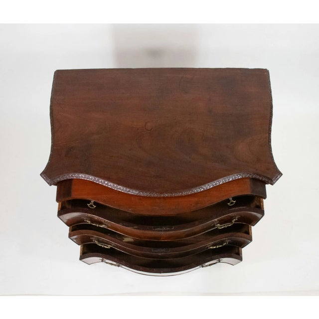 Wood Early George III Mahogany Serpentine Bachelor's Chest With Brushing Slide For Sale - Image 7 of 12