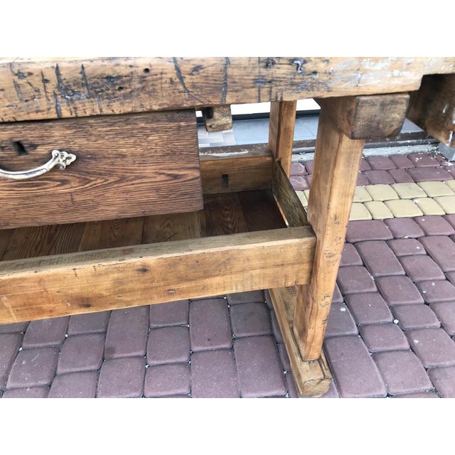 Carpenters Workbench with Drawer and Shelf, 1900s For Sale - Image 16 of 18