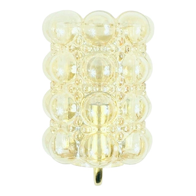 1 of 2 1960s Mid-Century Modern Amber Bubble Glass & Brass Wall Lamp by Helena Tynell for Limburg, Germany, 1960s For Sale