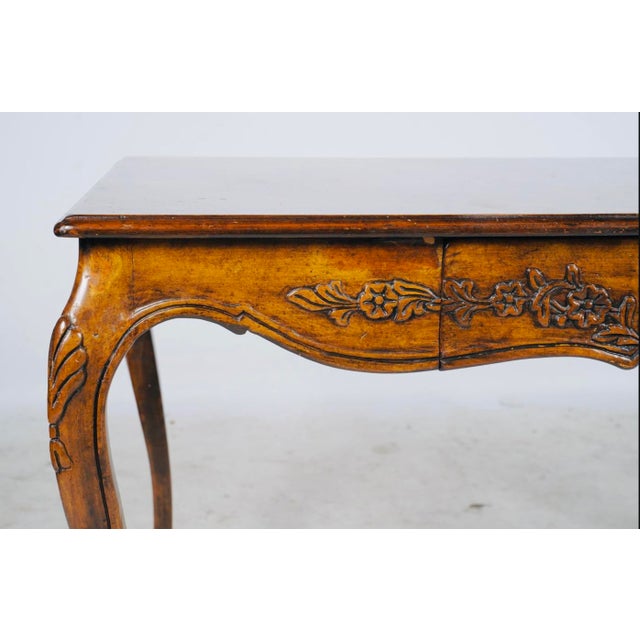 Mid 20th Century Vintage Louis XV–Style Carved Walnut Writing Desk or Console Table For Sale - Image 5 of 10