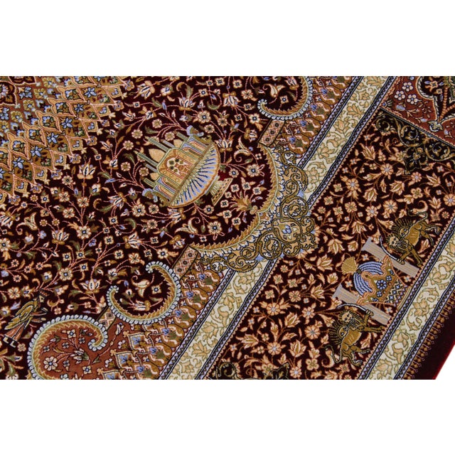 1990s Fine Artisan Hand Knotted Red Silk Rug – 4'9" X 7'3" For Sale - Image 5 of 9