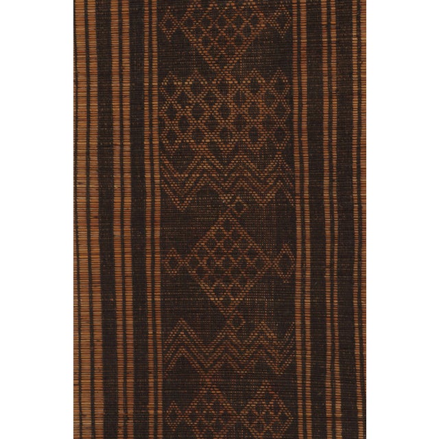 Tribal Vintage Tuareg Mat, Bold Geometric Stripes in Beige-Brown - Rug & Kilim For Sale - Image 3 of 8