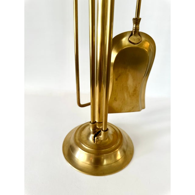 1980s Set of Federal Style Solid Brass Fireplace Piece Tools For Sale - Image 12 of 14