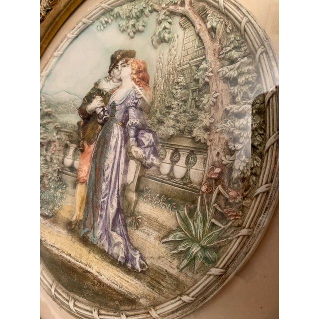 Vintage Antique Gold Gilded Romantic Couple Wall Hanging Hand Painted 3d, Wall Decor For Sale - Image 9 of 11