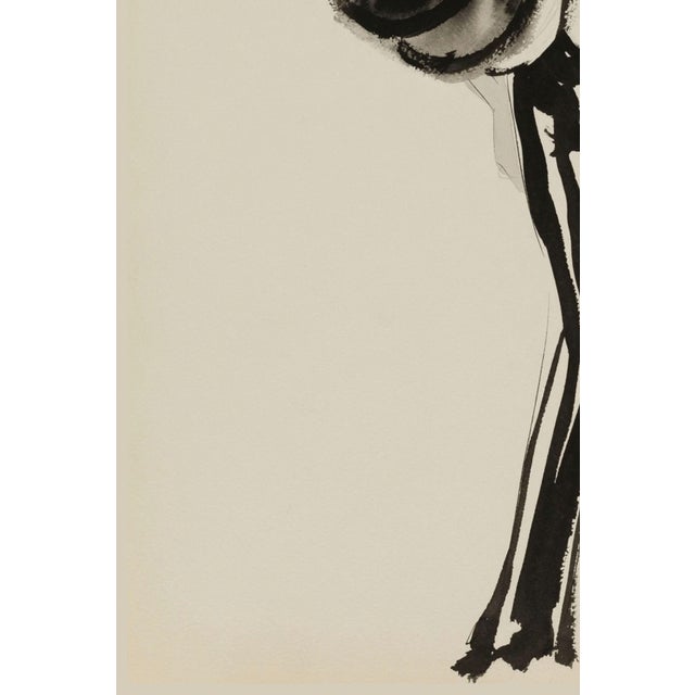 Vintage French Fashion Art Print – Black and White Fur Sleeve Illustration, 36" X 48" For Sale In Buffalo - Image 6 of 8