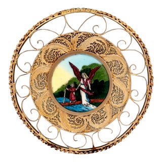 Silver Frame in Golden Filigree with Guardian Angel For Sale