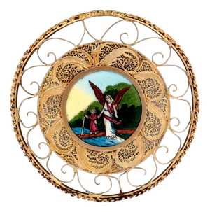 Silver Frame in Golden Filigree with Guardian Angel