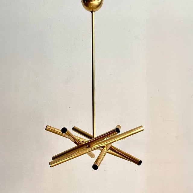1960s Large Mid-Century Modern Italian Brass Pendant Lamp, 1960s For Sale - Image 5 of 5