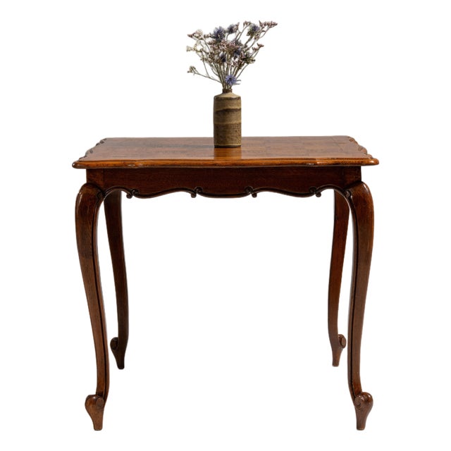 19th Century French Chestnut Brown Louis XV Oak Side Table For Sale
