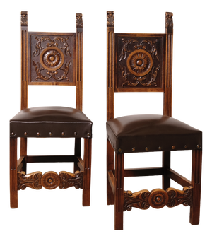 Vintage Carved Wooden Chairs, 1920s, Set of 6