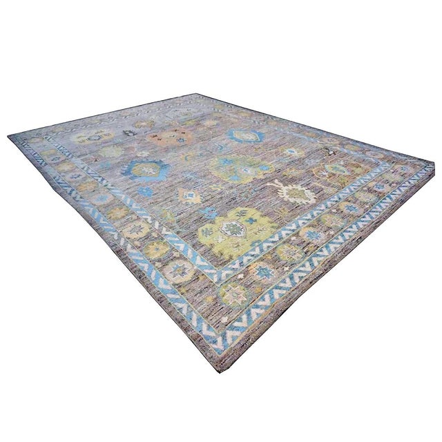 Traditional 21st Century Turkish Oushak 10X13 Slate Blue & Dark Oak Handmade Area Rug #1144093 For Sale - Image 3 of 11