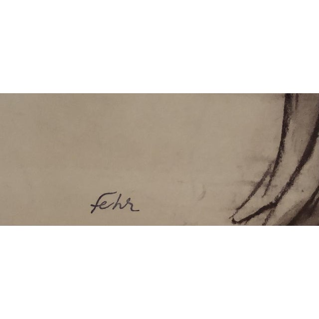 Modern Henri Fehr, La Moue, Pencil on Paper, Framed For Sale - Image 3 of 9