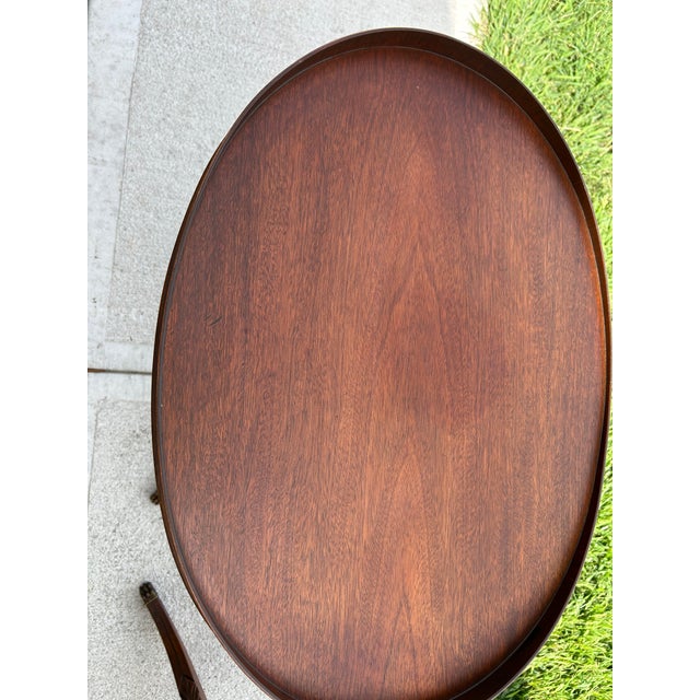Mersman Pair of 1940s Mersman Duncan Phyfe Style Mahogany Lyre Base Side Tables / End Tables For Sale - Image 4 of 6