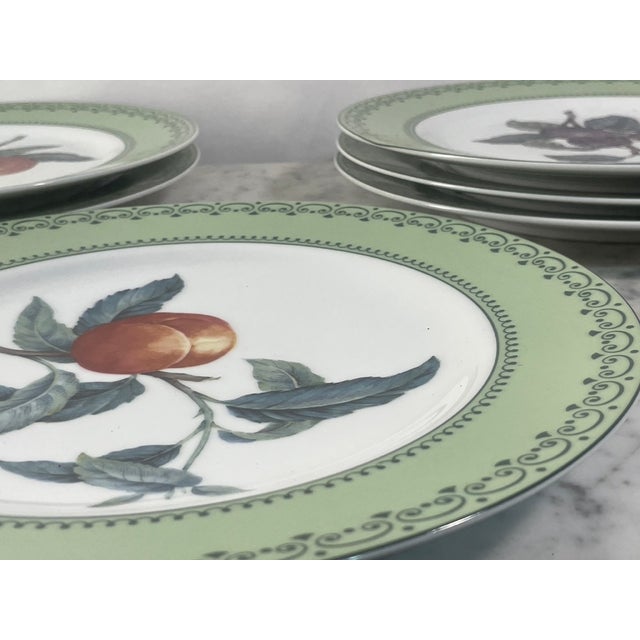 1980s Andrea by Sadek Winterthur Adaptation Botanical Dinner Plates – Set of 14 For Sale - Image 10 of 13