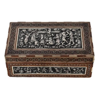 Persian Marquetry & Silver Keepsake Box For Sale