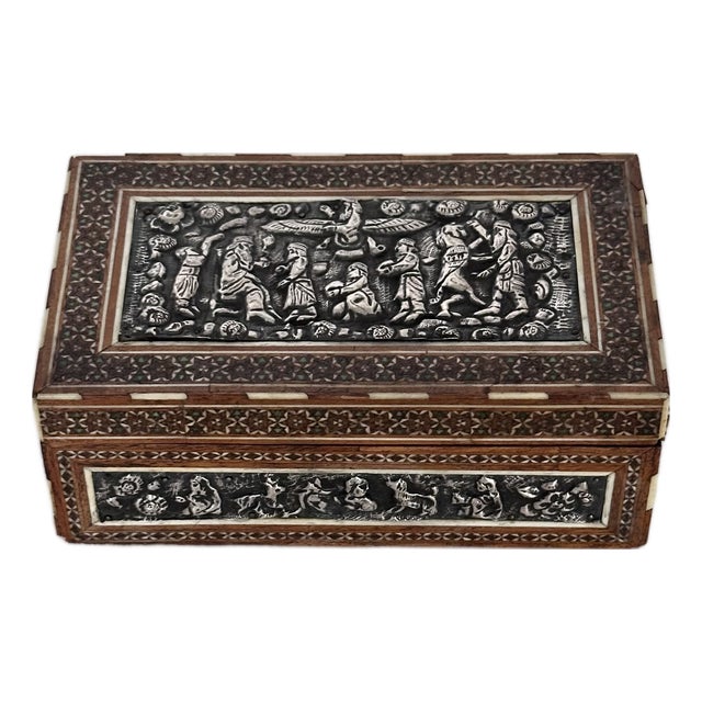 Persian Marquetry & Silver Keepsake Box For Sale
