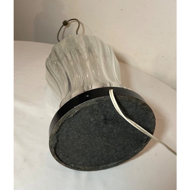 1960s Large Vintage Hand Blown Murano Urn Style Clear Art Glass Electric Table Lamp For Sale - Image 12 of 12