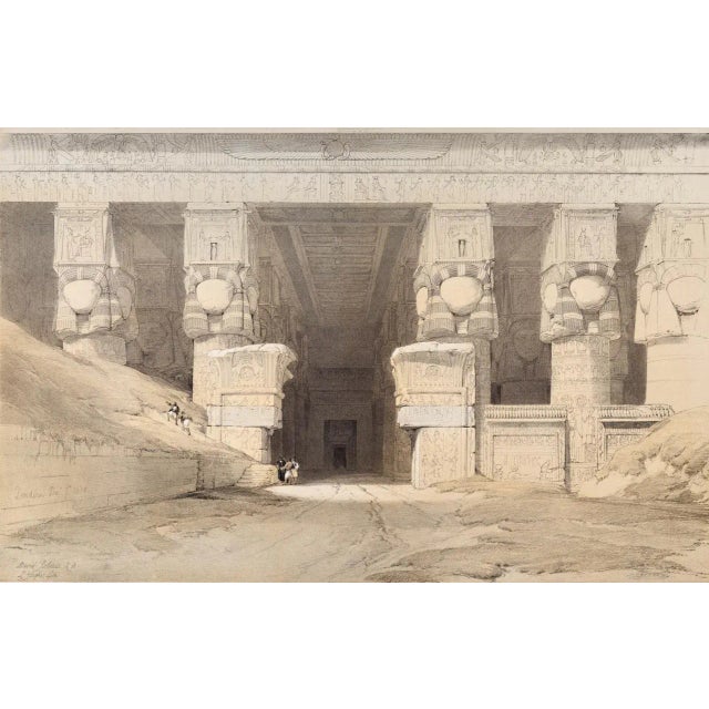 This is an original 19th century hand-colored lithograph entitled "Dendera, Dec 7th, 1838" by David Roberts, from his...