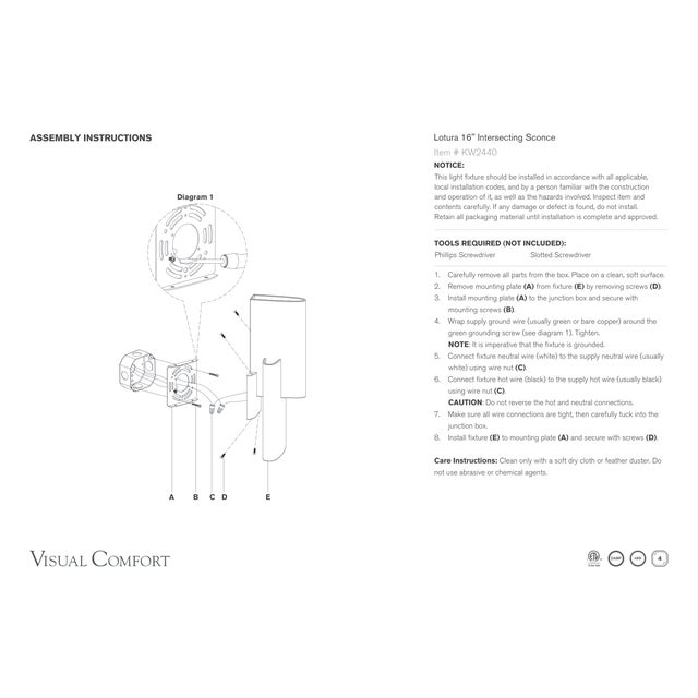 Visual Comfort Kelly Wearstler for Visual Comfort Signature Lotura 16" Intersecting Sconce in Museum Gild For Sale - Image 4 of 4
