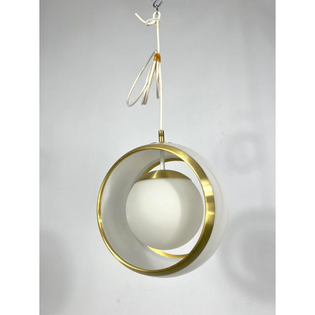 Italian Pendant in Gilded Aluminum and Opaline from Stilux Milano, 1960s For Sale - Image 11 of 11